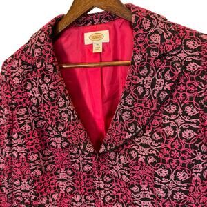 Talbots Women’s 14 Embroidered Blazer Pink Cotton Shell Suit Jacket Classic Work